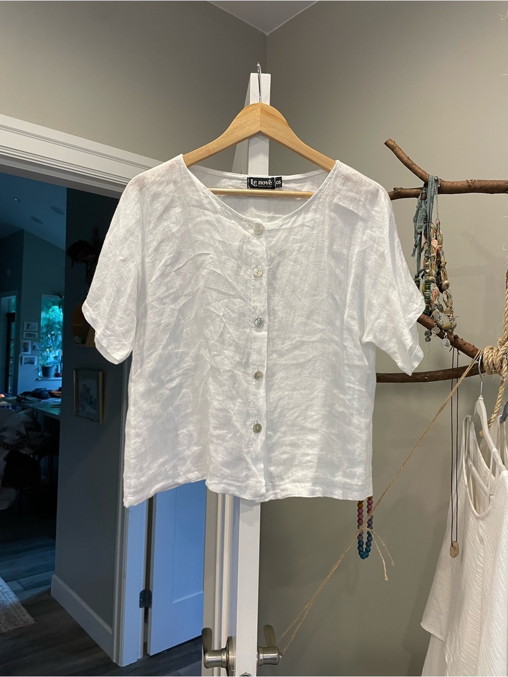 Le nove made in Italy linen button down top OS